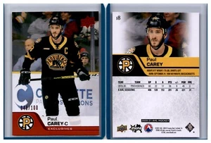 20/21 2020/21 Upper Deck AHL Exclusives #18 Paul Carey - Providence Bruins/100 - Imagen 1 de 1