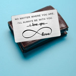 Metal Wallet Insert Card Love Infinity Girlfriend Boyfriend Birthday Gift Idea - Picture 1 of 8