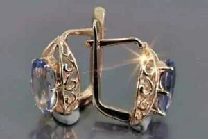14K Rose Gold Plated 3.00Ct Marquise Cut Moissanite Alexandrite Earrings Women's - Picture 1 of 3