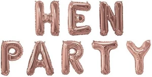 Oro Rosa HEN PARTY Lámina Letra Globo 16" 3D Personalizado Letras Decoración Tema Rosa - Imagen 1 de 1