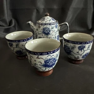 Elise Vintage Asian Teapot Set with 3 Cups - Picture 1 of 13