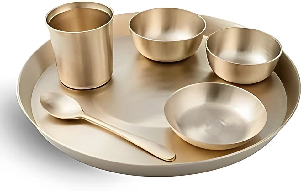 Kansa (Bronze) Dinner Set: Perfect for Traditional Dining 6 Pcs KANSA Dinner Set - Image 1 of 1