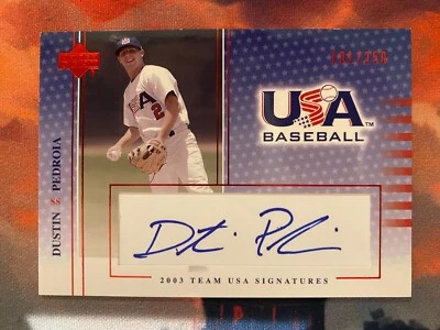 Cubierta superior EE. UU. Dustin Pedroia 2003 azul automático/250 Foto 1 de 3