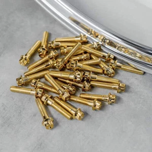 140x M7 32mm Gold 3PC Wheel Split Rim Assembly Bolts BBS RS OZ Schmidt RH Screws - Picture 1 of 2