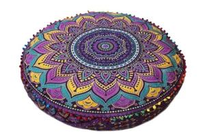 Handmade Outdoor Meditation Cushion Cover Round Home Decor Cushion Cover Cushion - Picture 1 of 3