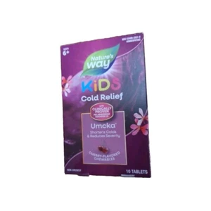 4 Nature's Way Kids Cold Relief Homeopathic Umcka Chewable Tab Cherry, 10 Ct Box - Picture 1 of 3