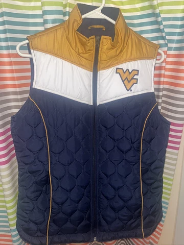 West Virginia Mountaineers WVU Giii Carl Banks Women’s Medium Puffy Vest Jacket Cover