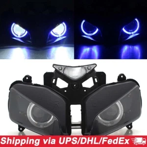 Customized Front Headlight Assembly w/Blue Angel Eyes For Honda CBR1000RR 04-07 - Picture 1 of 22