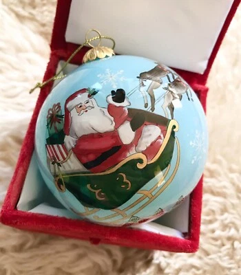 全新 LI BIEN SANTA SLEIGHT MERRY CHRISTMAS 2020 玻璃球装饰  — 第 1/4 张图片