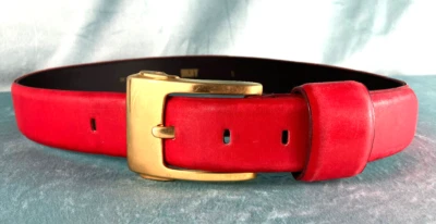 Vintage DKNY Red Belt With Gold Buckle  90s - Image 1 of 4