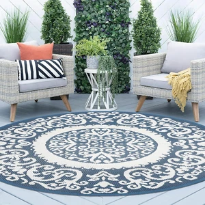 Reversible Outdoor Rugs for Patio 5’ round Plastic Straw Patio Rugs Non Fading L - Picture 1 of 12
