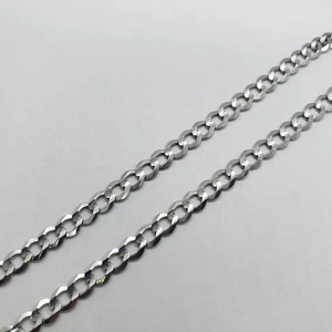 10K White Gold Solid Cuban Link Chain Curb Necklace Bracelet 5mm Size 7"~30" - Picture 1 of 19