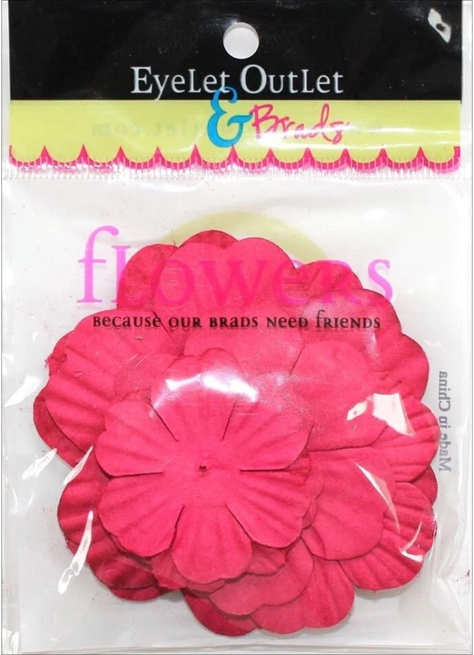 Flores de papel, rojo, funciona con brads, álbum de recortes - salida de ojales - FLW-F4A Foto 1 de 1
