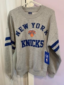 Felpa girocollo basket New York Knicks taglia M NBA ricamata nuova con etichetta - Foto 1 di 8