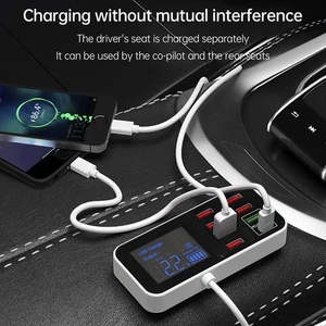 Chargeur de voiture USB PD5V1A QC3.0 petit écran 8 ports Allume-cigare A13 - Picture 1 of 14