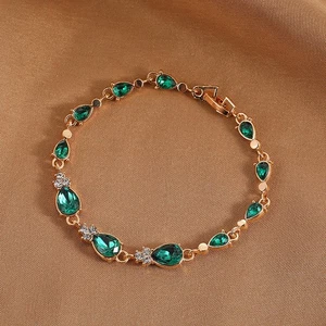 Women Ladies Fashion Jewelry Luxury Crystal Rhinestone Charm Bracelet Green ∮ - Picture 1 of 1
