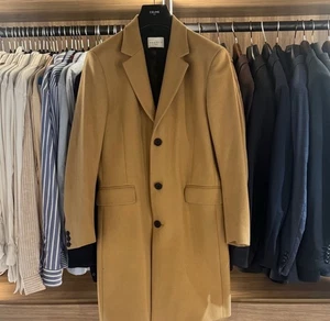 Sandro Men’s Medium Wool Blend Camel Coat - Picture 1 of 5