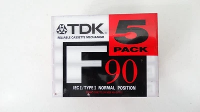 Lot de 5 cassettes audio vierges neuves scellées TDK 90 min - Cassette dynamique - Photo 1/3
