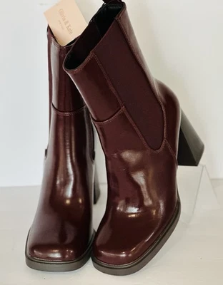 Botines Olivia & Kate Borgoña Tacón Bloque Nuevos con Etiquetas Olivia & Kate Foto 1 de 4
