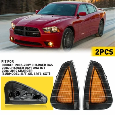 Luces de señal de esquina negras para Dodge Charger Fit 2006-2010 luces de parachoques izquierda+derecha EE Foto 1 de 4
