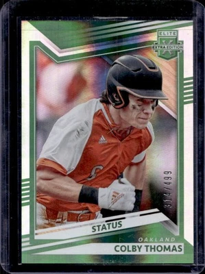 2022 Elite Extra Edition Colby Thomas Status Green #314/499 Athletics - Image 1 of 2