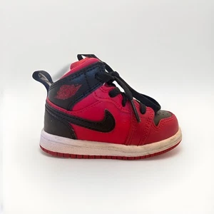 Nike Air Jordan Retro 1 Mid Reverse Bred Toddler 6c Red/Black - Picture 1 of 6