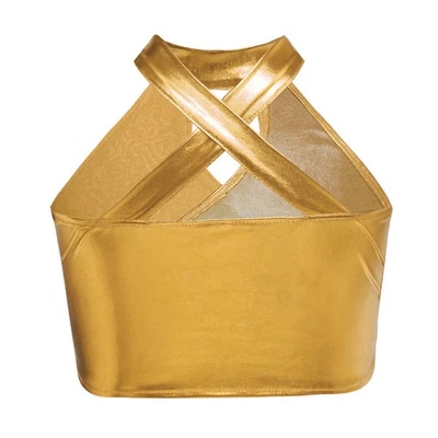 Kids Girls Tops Ballet Blouse Training Vest Dance T-shirt Sequin Crop Top Show - Image 1 of 4