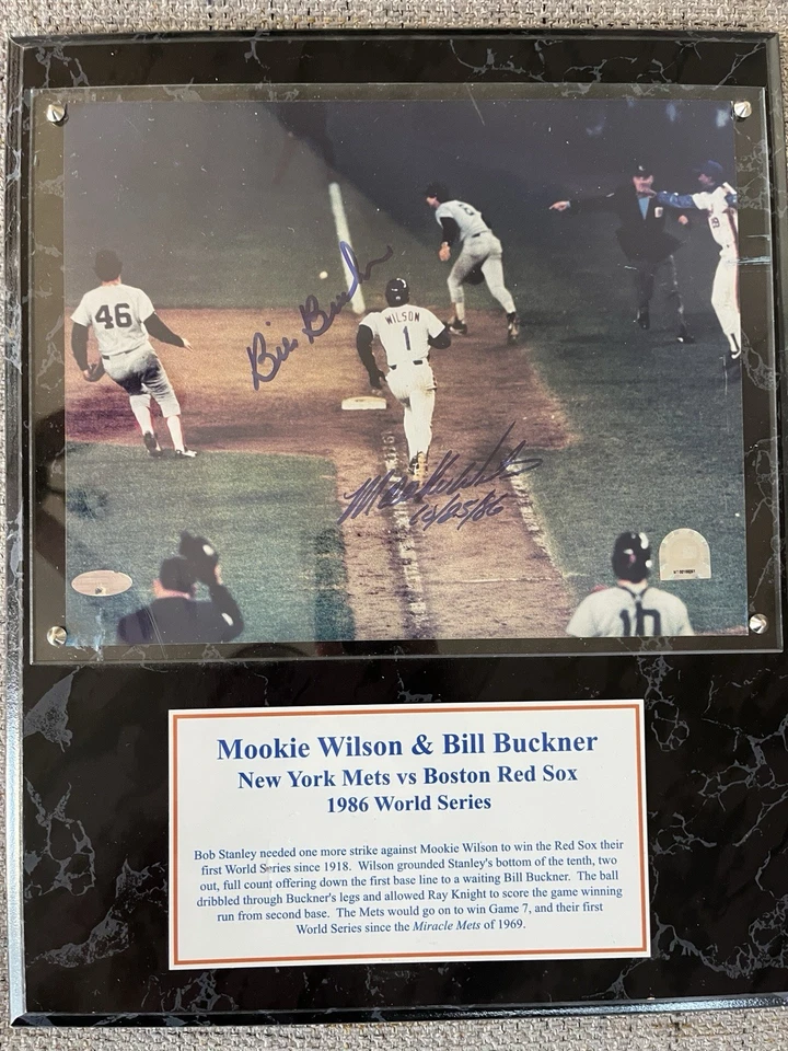 Mookie Wilson/Bill Buckner Autographed Photo Game 6 1986 World Series 8x10 - Image 1 of 3