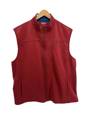 Izod Mens Advantage Performance Fleece Vest Red XXL Full Zip Zip Pockets Golf - Image 1 of 3