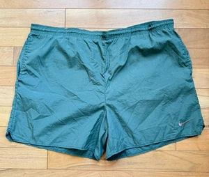 VTG Nike Swim Trunks Mens XXL Big Logo Nylon Green Shorts Swoosh Made In USA - Picture 1 of 13