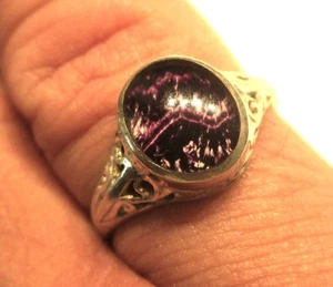 STERLING SILVER BLUE JOHN FLUORITE OVAL FANCY DRESS RING SIZE P 1/2 - Picture 1 of 2