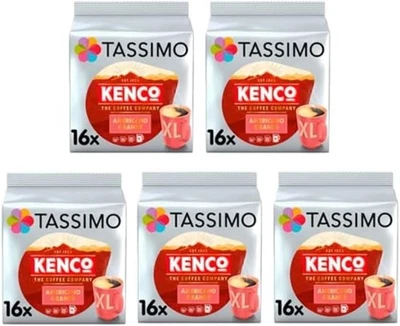Tassimo Kenco Americano Grande XL Coffee Pods X16 (Pack of 5, Total 80 Drinks)