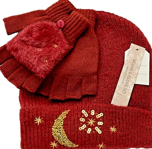 Holiday Women's Hat And Glove 2 Piece Set Gift Set Burgundy ONE SIZE NEW - Picture 1 of 6