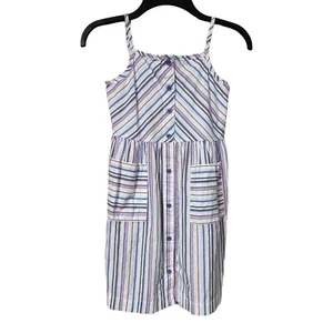 Gap Girls Multicolor Striped Button Front Sleeveless Dress Adjustable Strap M - Picture 1 of 6