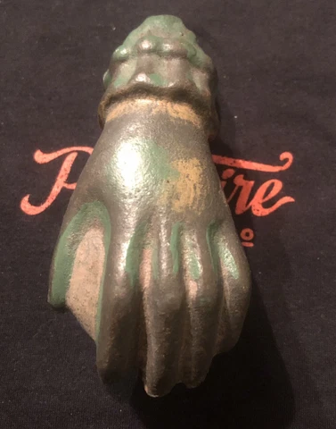 Vintage Antique Cast Iron Door Knocker; Ball in Lady's Hand Cover