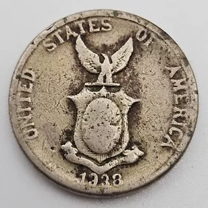 1938-M 5 Centavos VG Philippines US Manila Mint Copper-Nickel Coin Five USA - Picture 1 of 2
