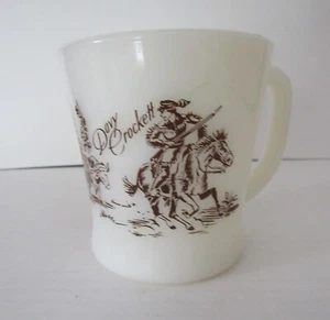Davy Crockett Fire King Over Ware Milk Glass Cup Vintage - Picture 1 of 5