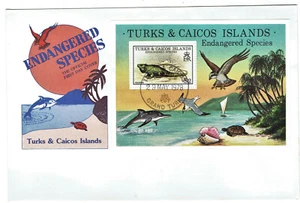Turks & Caicos Islands Scott 385 endangered species first day of issue cover FDC - Picture 1 of 1