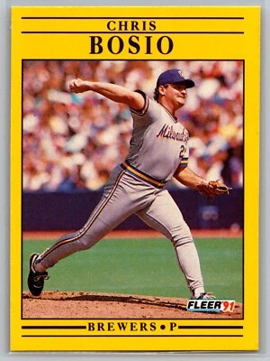 1991 Fleer #576 Chris Bosio Milwaukee Brewers MLB Baseball Card - Image 1 of 2