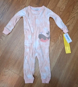 Carter's Baby Girl's Pinkish Whales Light Snug Fit One Piece Baby Pajamas 12M - Picture 1 of 9