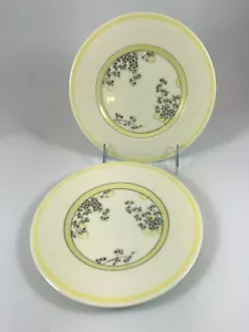 Vtg ROYAL DOULTON "CARNIVAL" 2 BREAD & BUTTER PLATES - BLACK & YELLOW ENGLAND - Picture 1 of 6