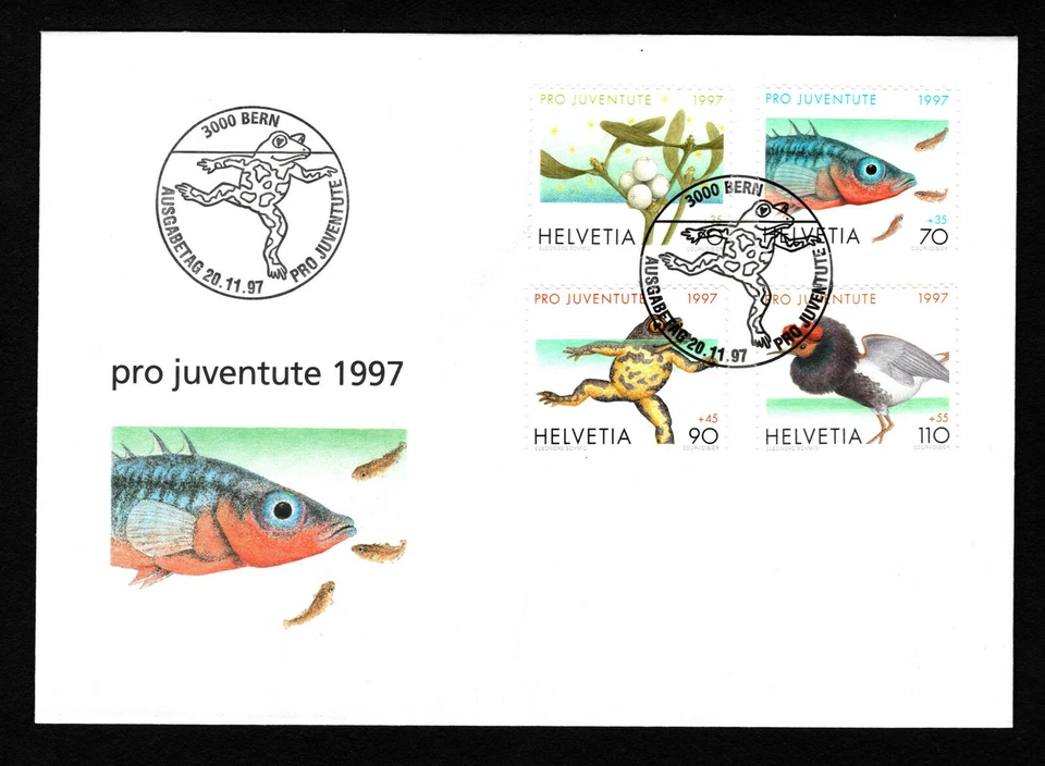 OPC 1997 Switzerland Water Life FDC Sc#B625-8 Unaddressed - Image 1 of 1