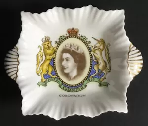 Mazuma *A402 Queen Elizabeth II 1953 Coronation Shelley Trinket Dish 5'' - Picture 1 of 3