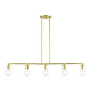 Livex Lansdale 5 Light Large Linear Chandelier, Satin Brass - 47165-12 - Picture 1 of 1