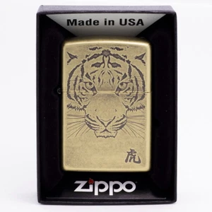 Zippo Lighter Tiger Face BR Genuine 6 Flints set GIFT - Picture 1 of 10