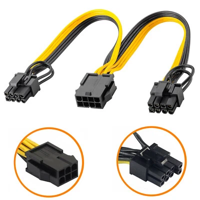 GPU 6PIN zu Dual 8 PIN PCIe Netzteil Kabel Adapter Kabel Splitter Kabel - 23cm - Bild 1 von 4