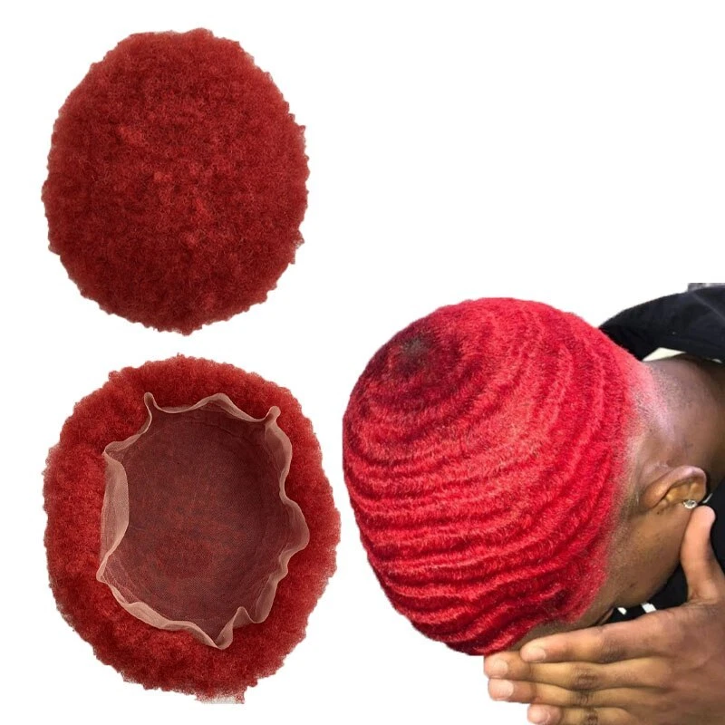 Men 6 inches Hairpiece 4mm Red Afro Toupee 8x10 Full Lace - Image 1 of 1