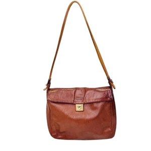 Robert Pietri Schultertasche braun Leder weiches braunes Leder Messingklappe - Bild 1 von 15
