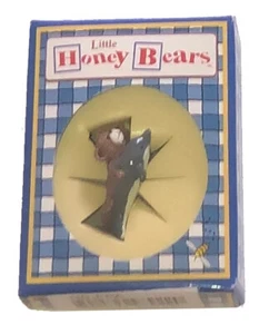 Little Honey Bears Miniature Figurine NIB Swimming w/Dolphin in Blue/White Box - Picture 1 of 1