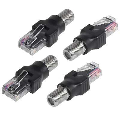 2pcs RF F Female to RJ45 Male Coax Converter Barrel Adapter for Line Tester - Image 1 of 4